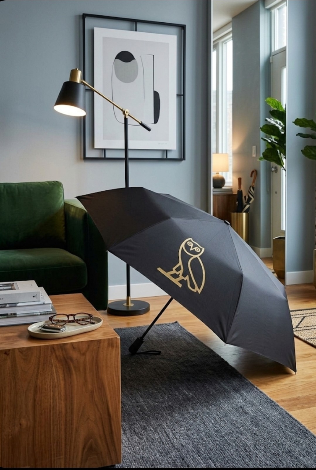 OVO Umbrella Octobers Very Own Black Gold Rain Snow Sun Beach Iceman Toronto