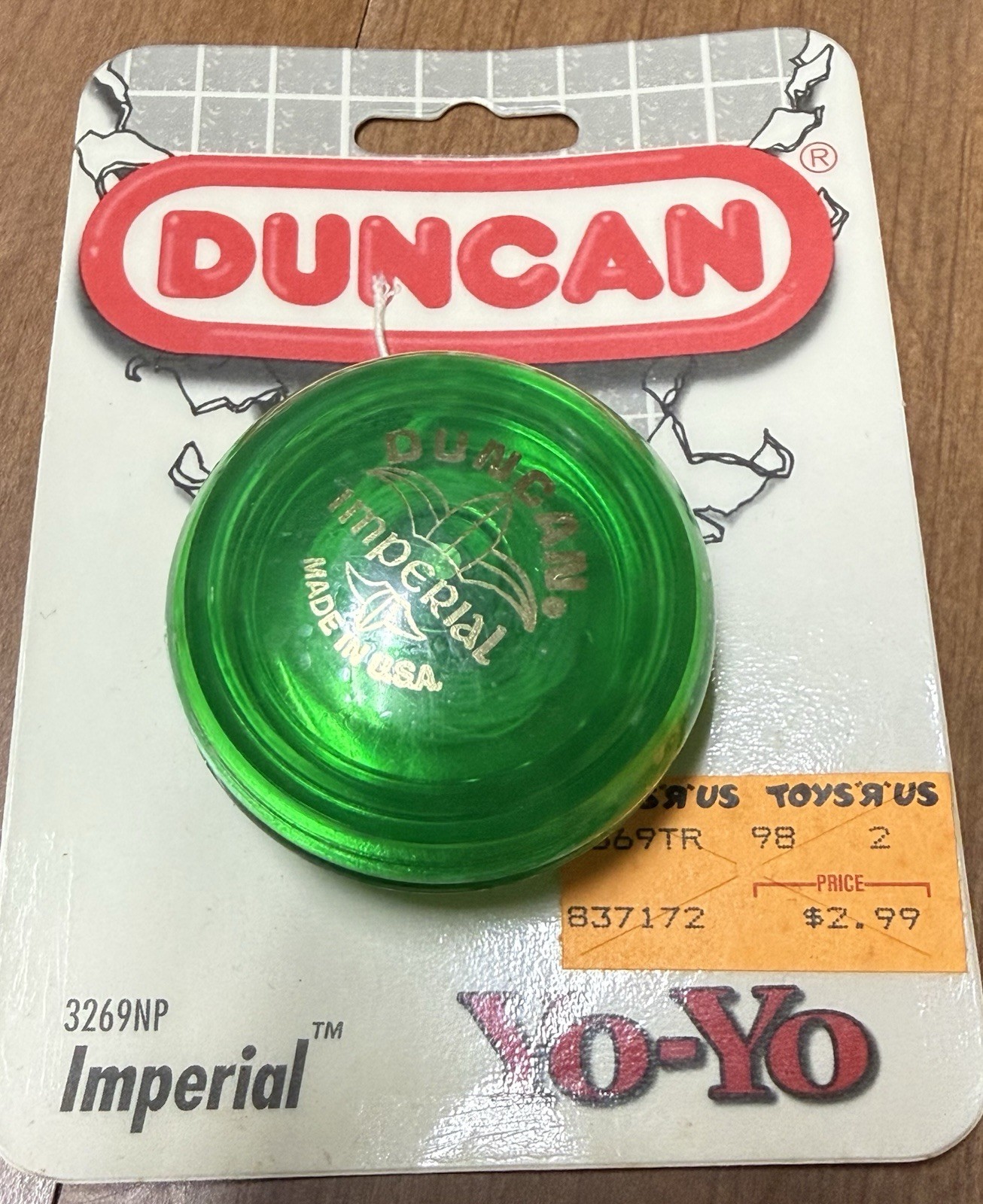 NEW Duncan Imperial Yoyo Green Transparent Yo-Yo Toys R Us Sticker 1994 Vintage