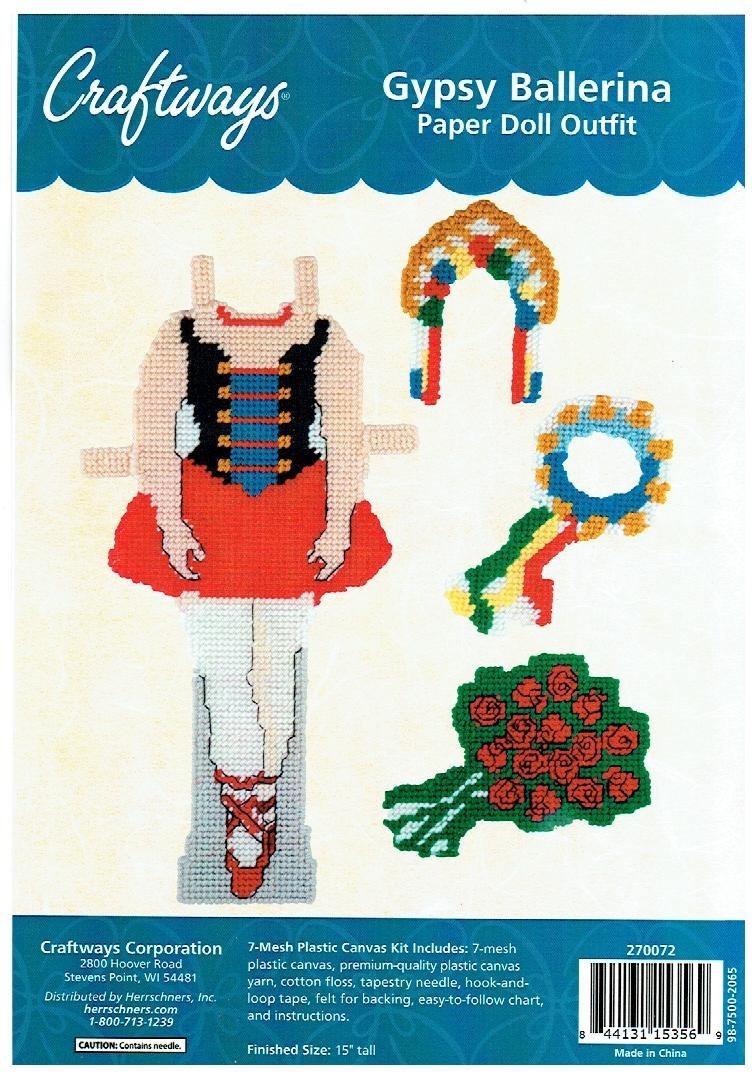 GYPSY BALLERINA PAPER DOLL OUTFIT  7ct plastic canvas  PATTERN  (#TF0295)