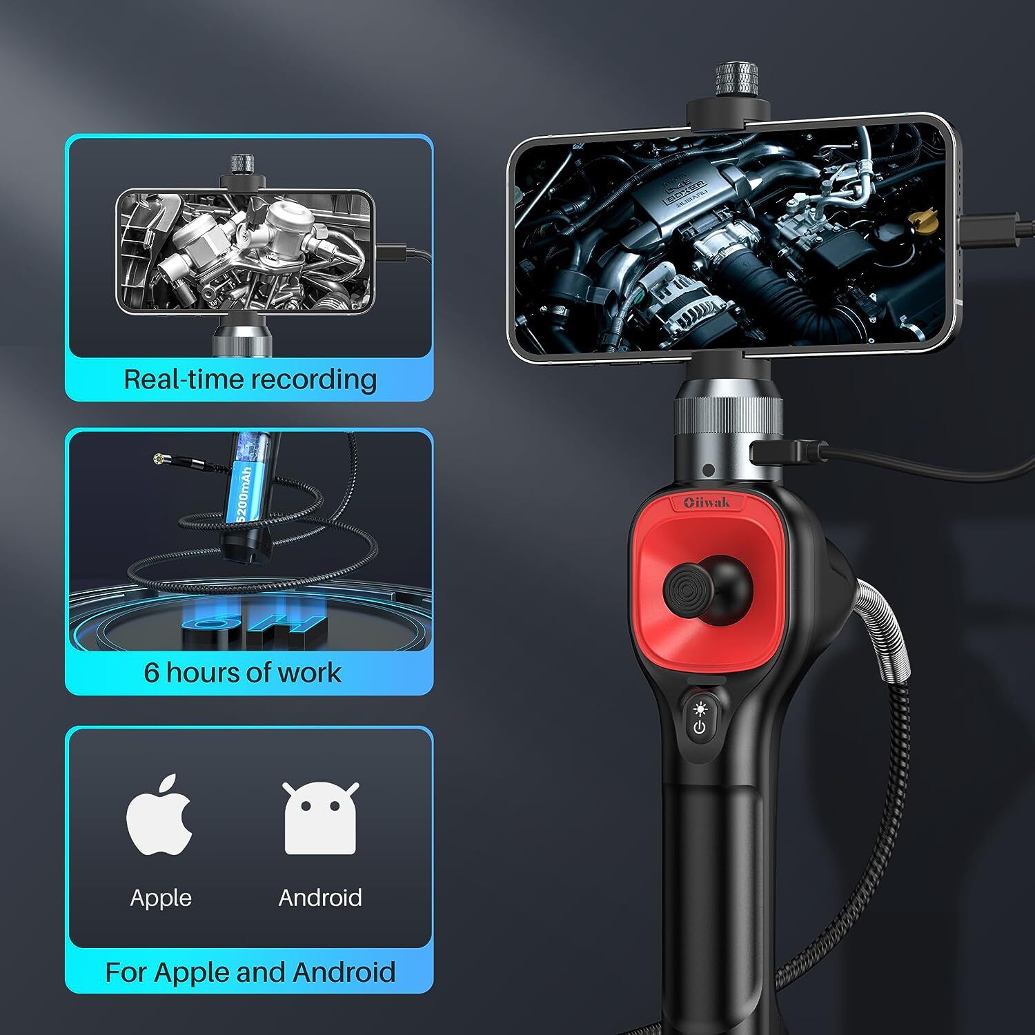 360° Rotation 1080P HD Industrial Endoscope Borescope Inspection Snake Camera