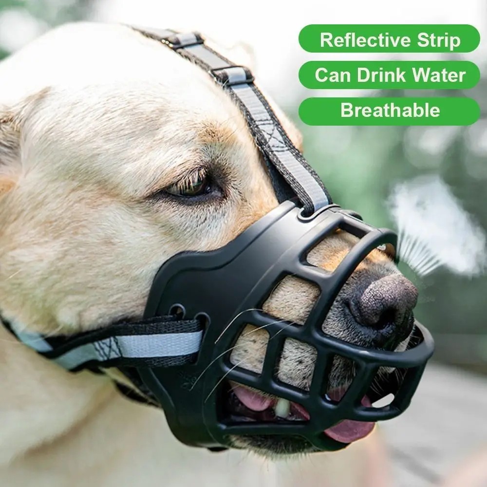 Adjustable Dog Muzzle Anti-Biting Mouth Cover – Breathable Pet Muzzle Reflective