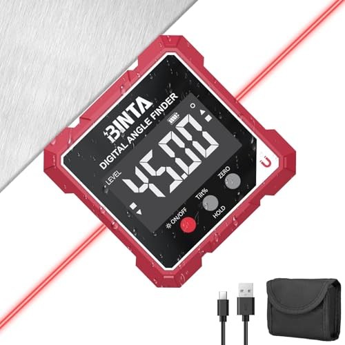 Digital Angle Finder with Laser, 4-side Magnetic Digital Angle Gauge, USB-C