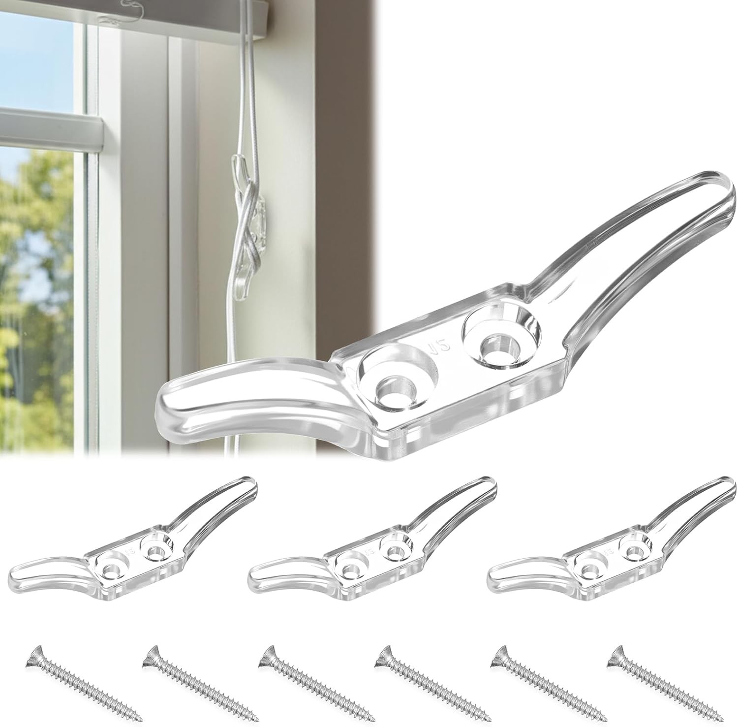 Blind Accessories Hooks, 4 Pcs Cord Cleats for Blinds, Window Blind Cord Holder