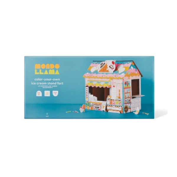 Color-Your-Own Ice Cream Shop Fort Craft Kit Mondo Llama Kids Activity