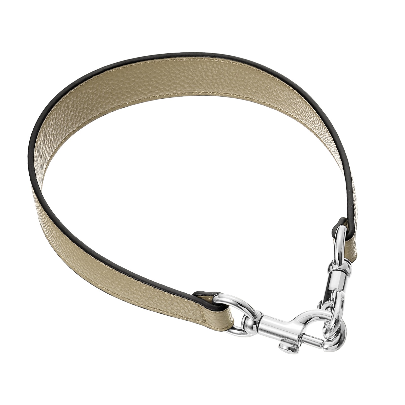 19.29 Inch PU Leather Short Bag Strap with Clasp, Khaki, Silver Buckle