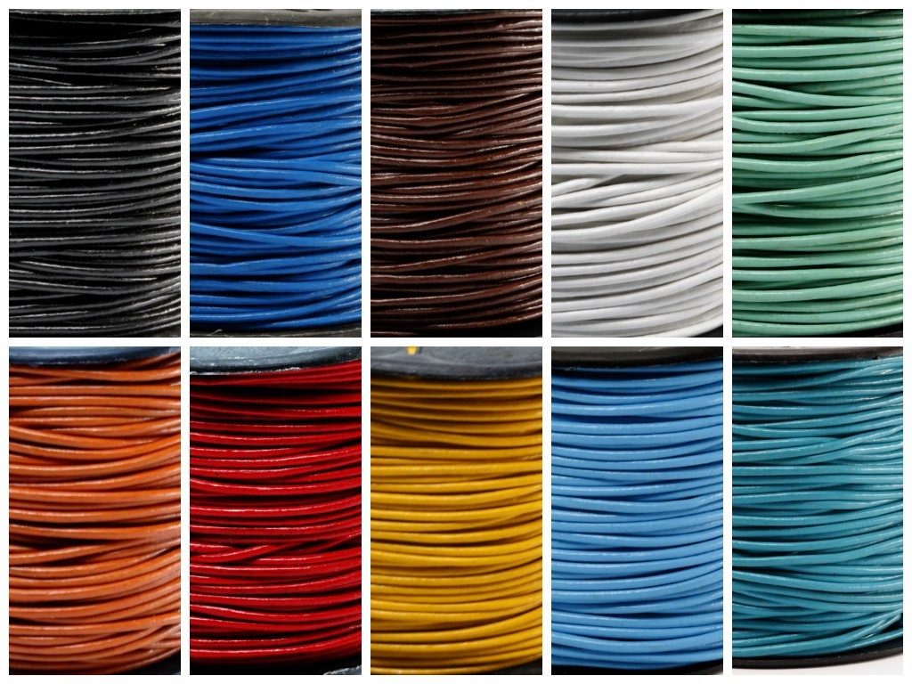 Genuine Round Leather Cord 1.5 MM 1/16" DIY Craft Making Supplies - Choose Color