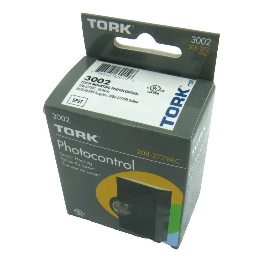 Tork 3002 Photo Control Flush Mounting With Gasket 208-277V 2 mins Timing Range