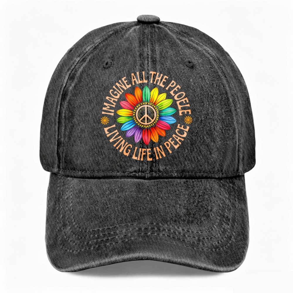 Unisex IMAGINE ALL THE PEOPLE LIVING LIFE IN PEACE Hat Peace Washed Baseball Cap