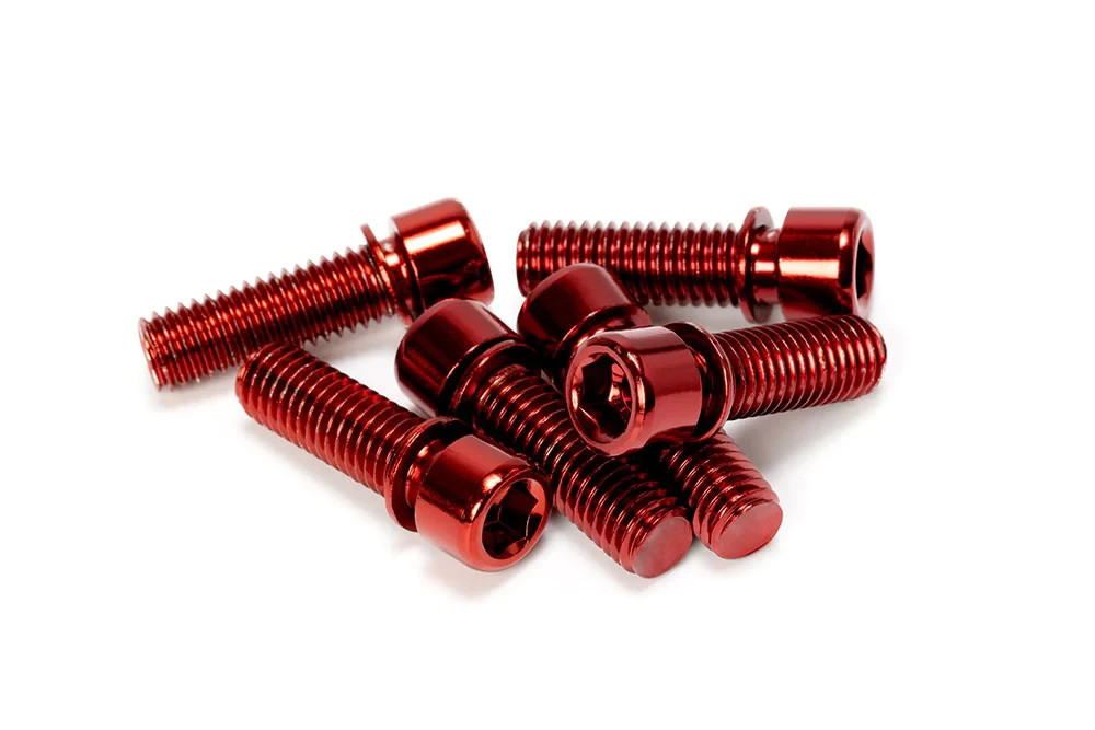 THEORY BMX STEM BOLTS - 8MM x 1.25 - GT-HARO-CULT-ODYSSSEY-KINK-SE-MAFIA -RED
