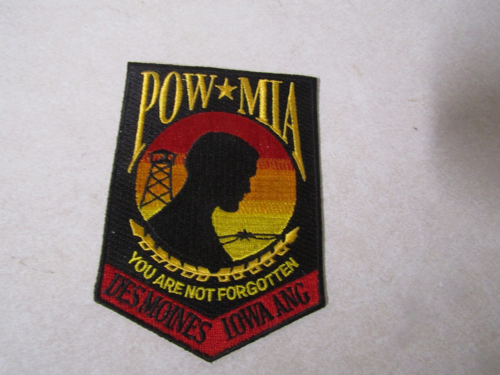 MILITARY PATCH SEW ON POW MIA DES MOINES IOWA ANG YOU ARE NOT FORGOTTEN 4 INCHES