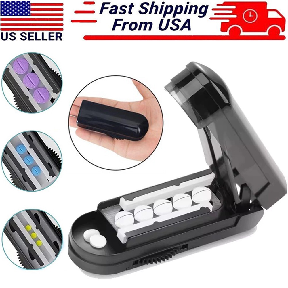Pill Cutter Tablet Splitter Adjustable for Small & Large Pills Fast Easy Cut US