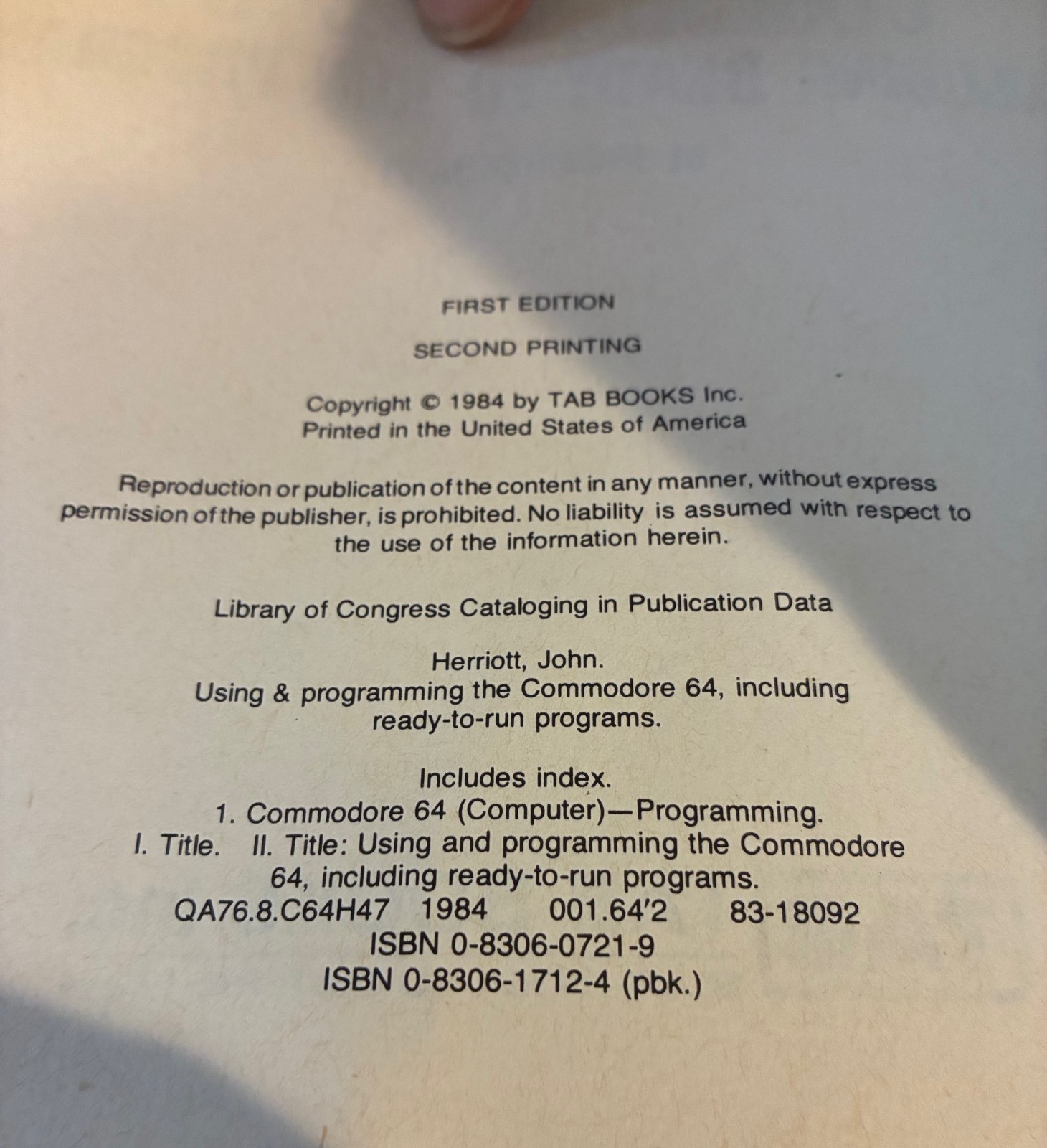 Using and Programming the Commodore 64 Book John Herriott Vintage Computer
