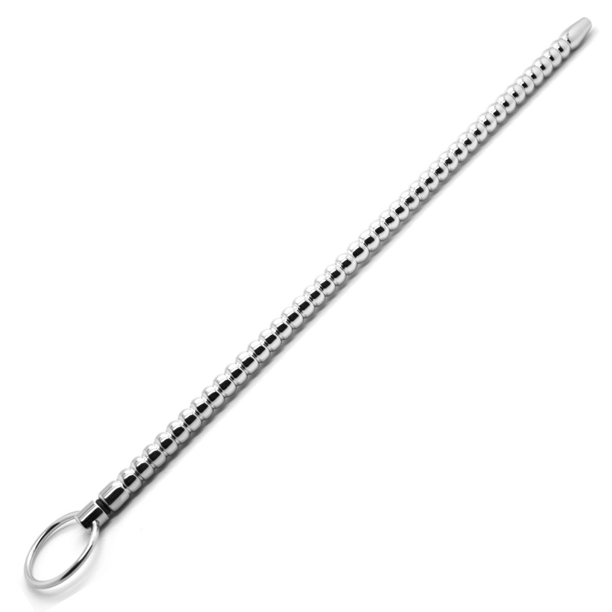 Smooth Ribbed Urethral Sound, 316L Surgical Steel, 12" Long, Cum-Thru Penis Plug