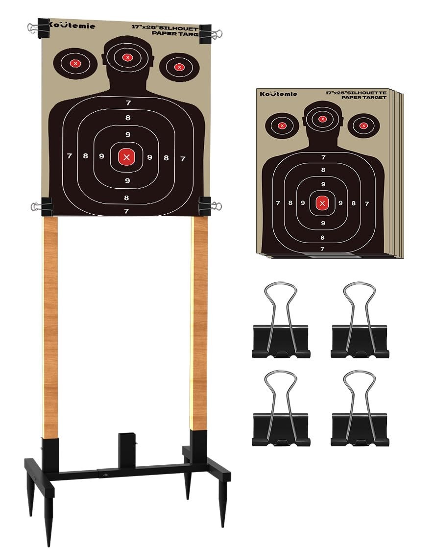 Koutemie Outdoor Shooting Target Stand 10pcs 17x25" Paper Targets Heavy Duty