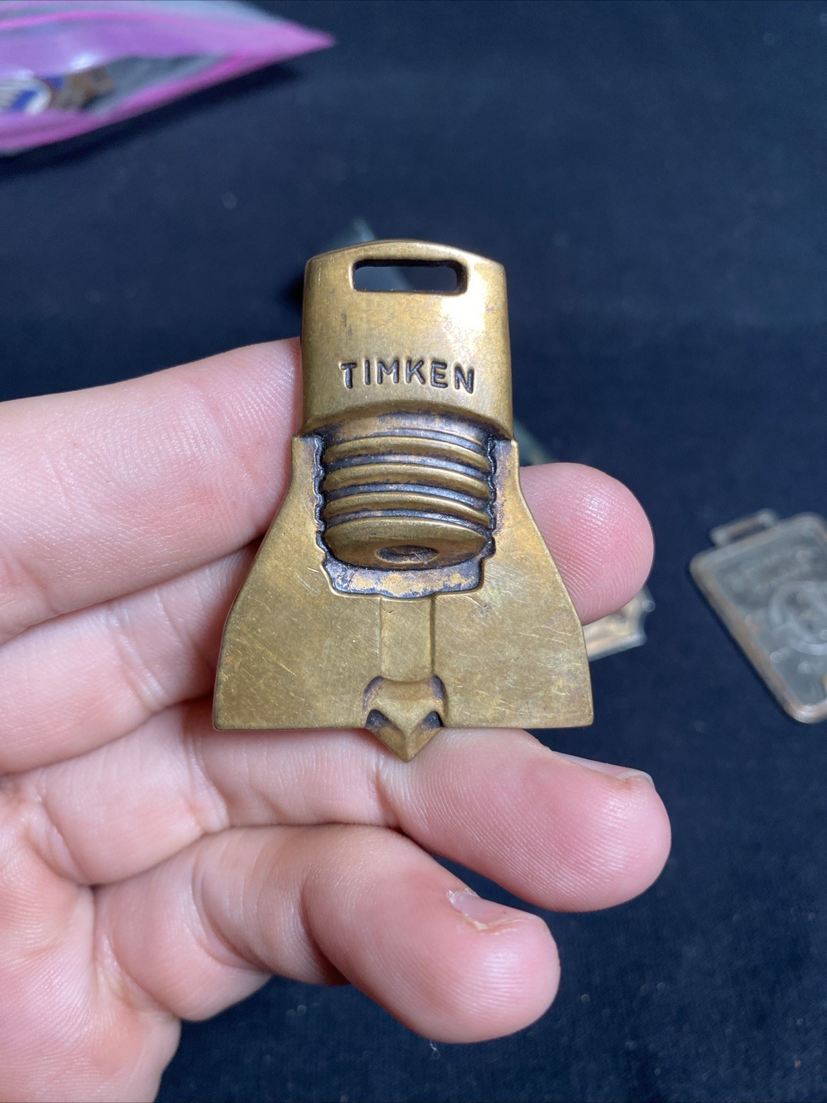 VINTAGE TIMKEN ROCK BITS BRONZE WATCH FOB KEY FOB