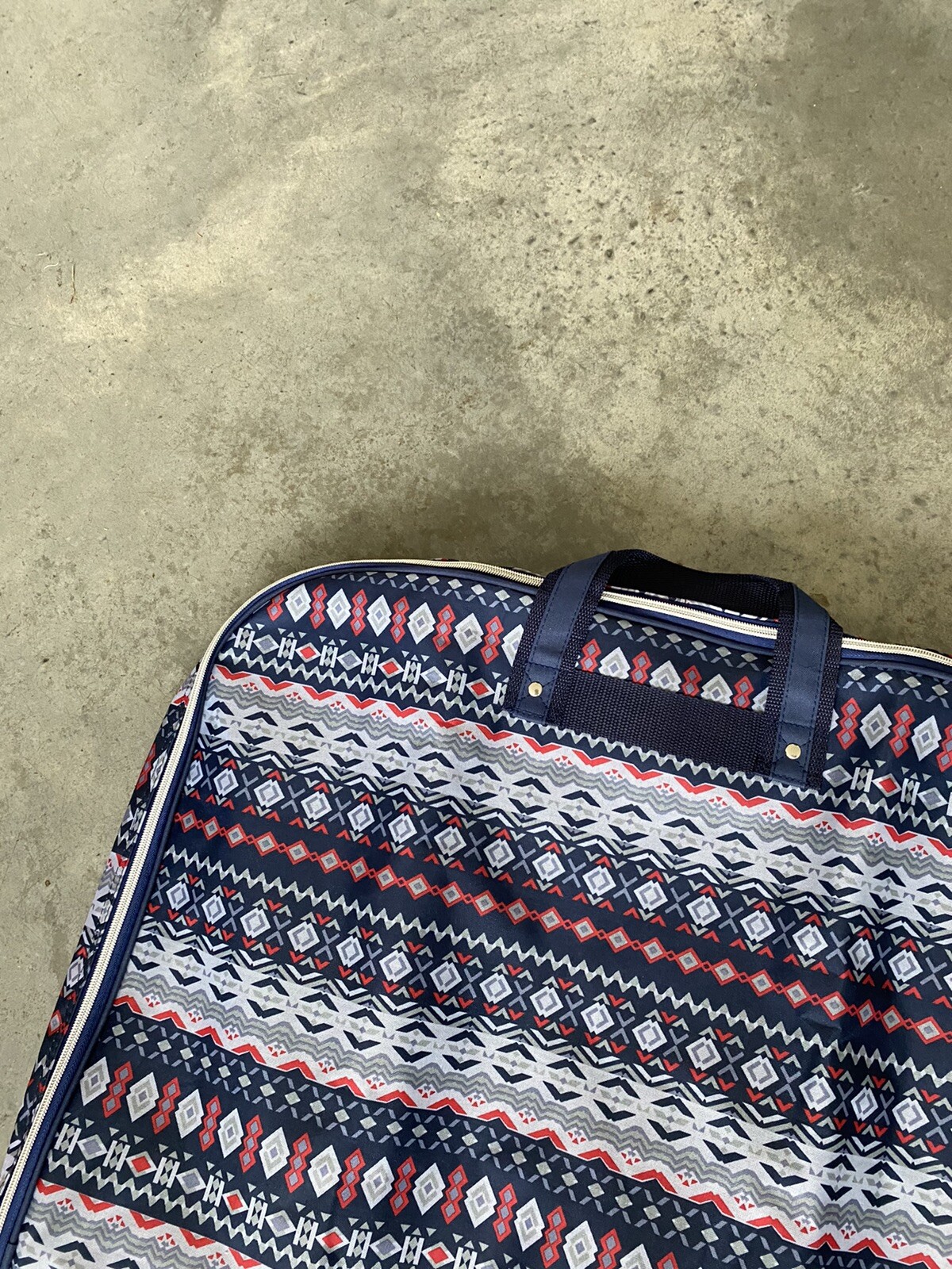 Red Blue Grey Patterned Large Luggage Bag 24” x 20” / A18