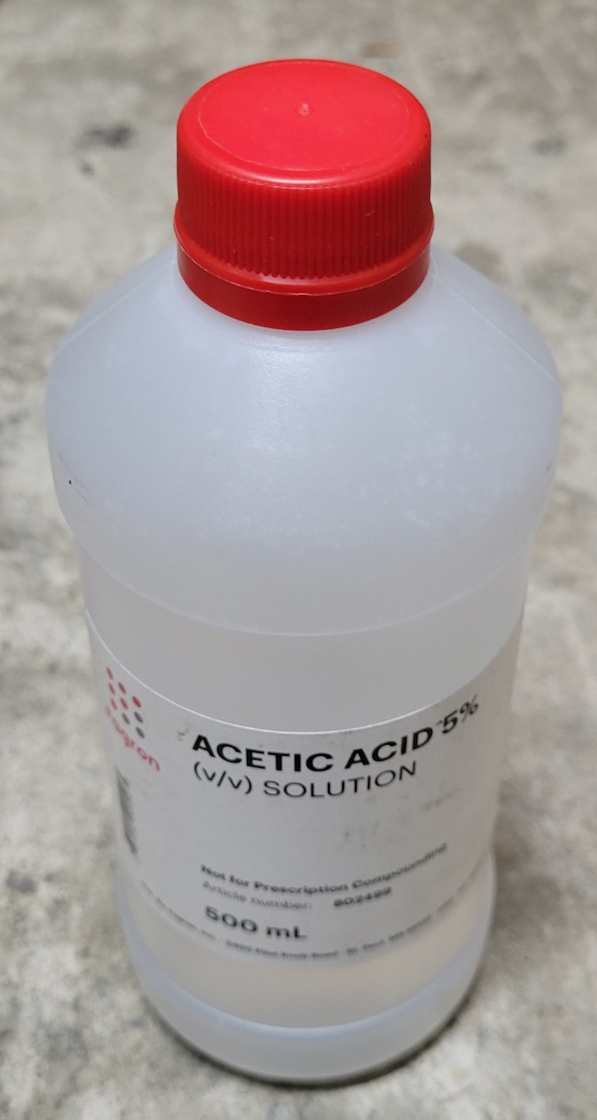 Sealed Fagron Acetic Acid 5% v/v 500ml Brand New Exp. 4/17/2027