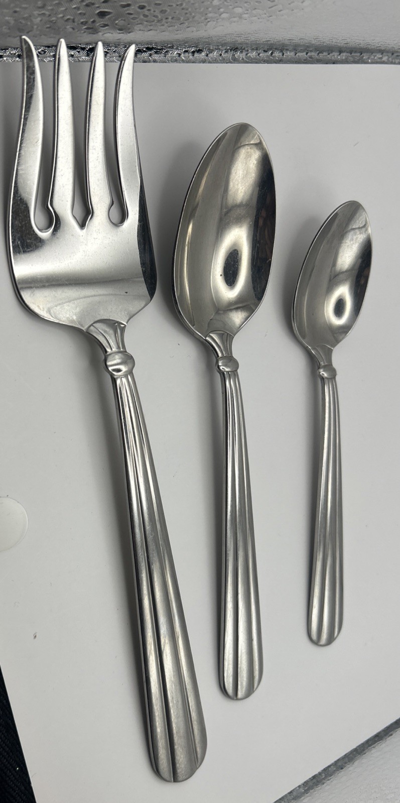 3 Pc Oneida Unity Stainless Flatware 2 Spoons And Cold Meat Serving Fork