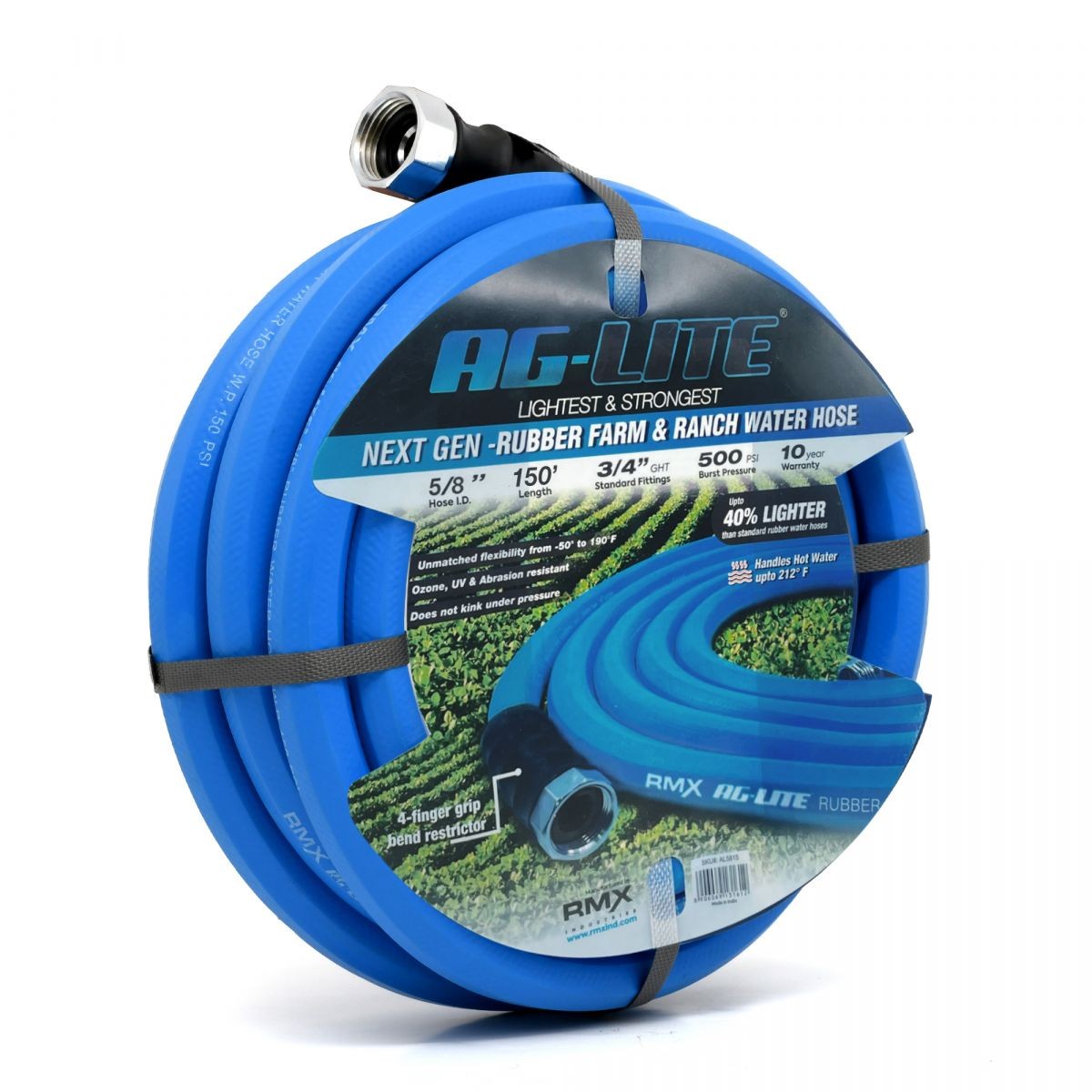 AG-Lite 5/8" x 150' Rubber Water Hose - Long-Lasting Water Hose