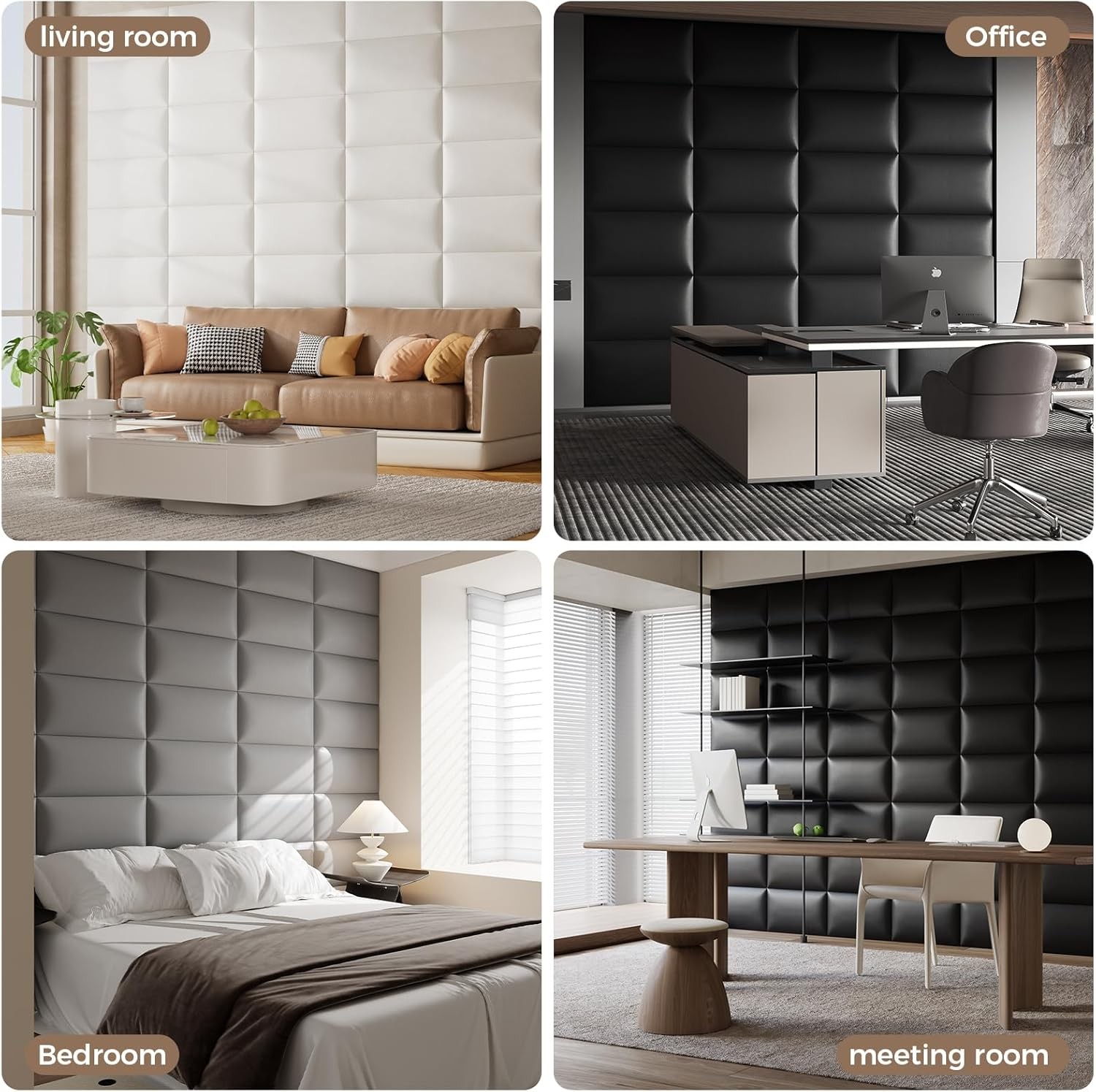 Gray Modular Stick-On Padded Headboard 6 Panel Set for King or Queen Size Bed