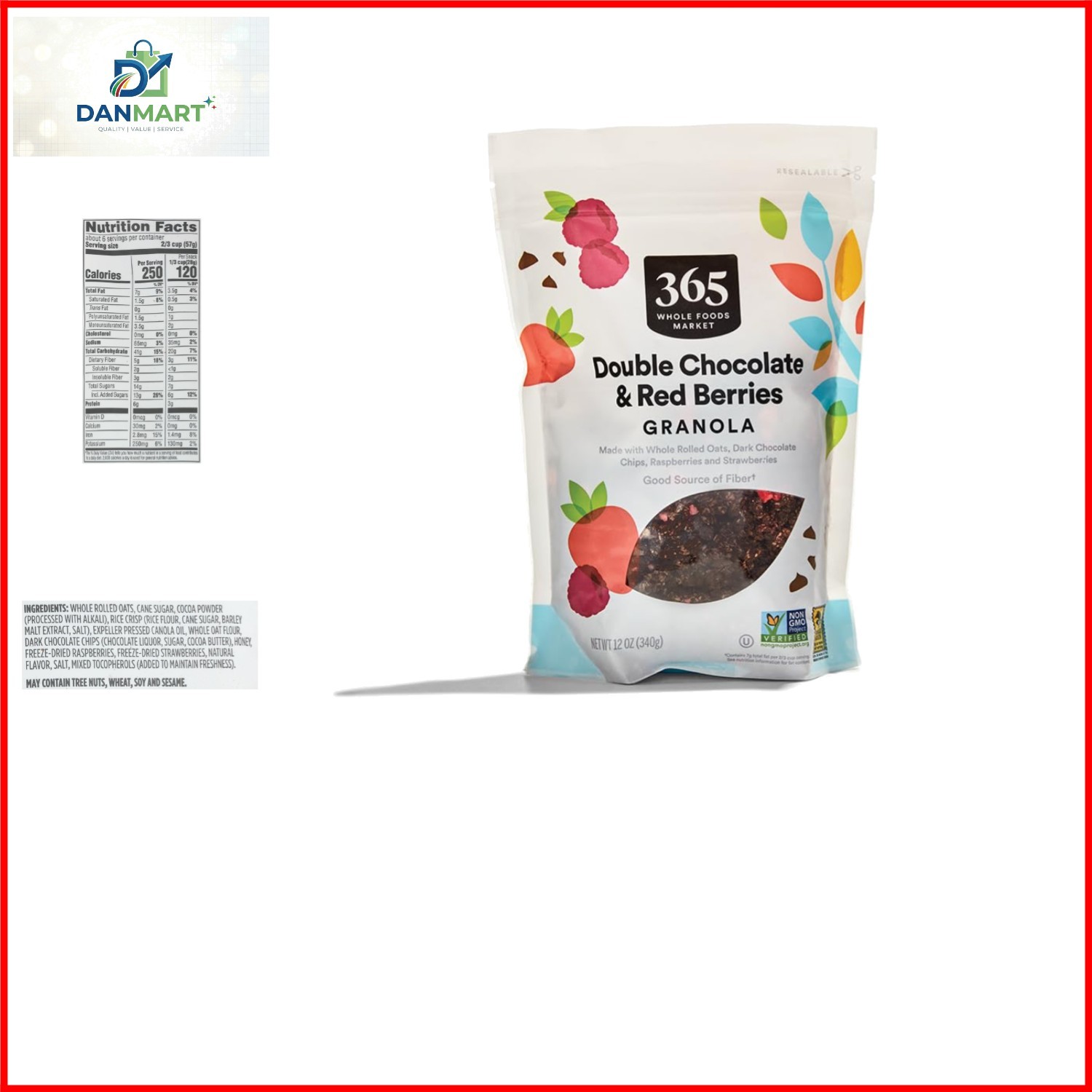 Granola, Double Chocolate with Red Berries, 12 Ounce