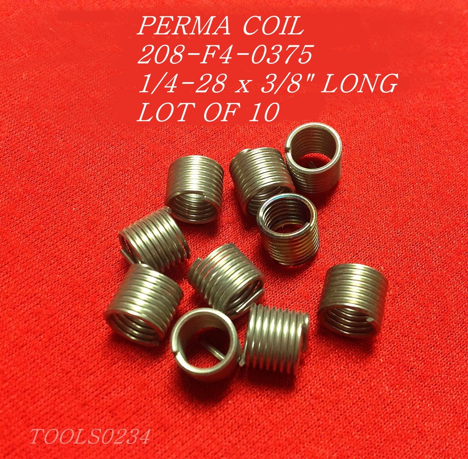 208-F4-0375 1/4-28 Thread Repair Insert LOT OF 10 USA Fits Heli Perma Coil