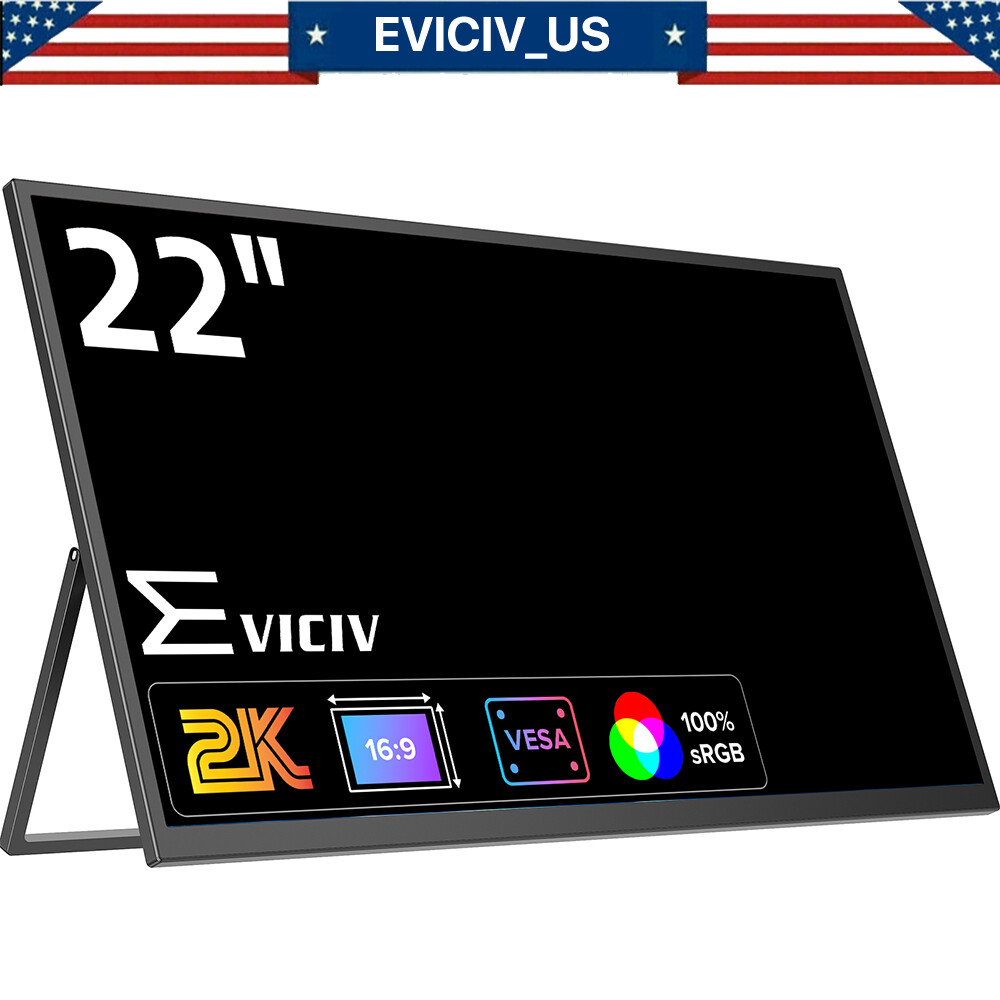 EVICIV 22.0" 2K Portable Monitor 1000:1 Screen USB C Display HDMI 2560*1440 Big