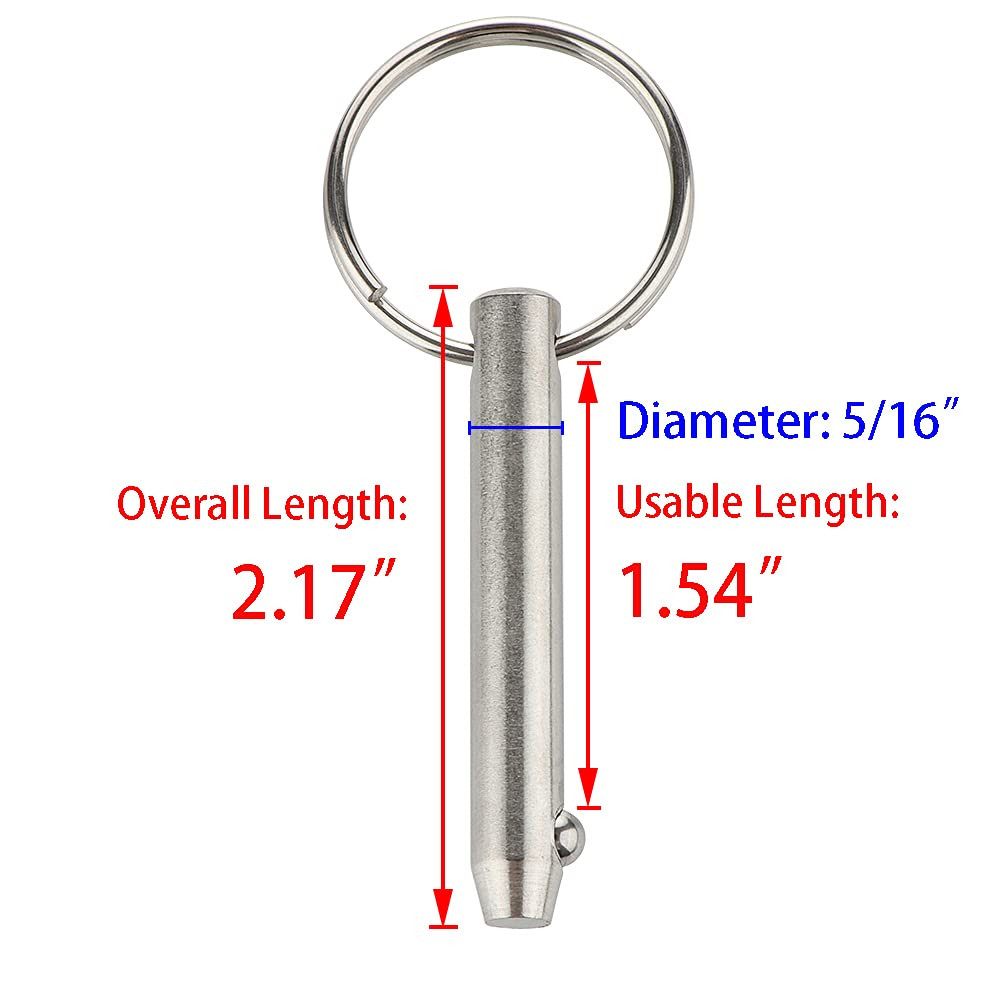 4 Pcs Quick Release Pin, Diameter 5/16"(8Mm), Overall Length 2.17"(55Mm), Usable