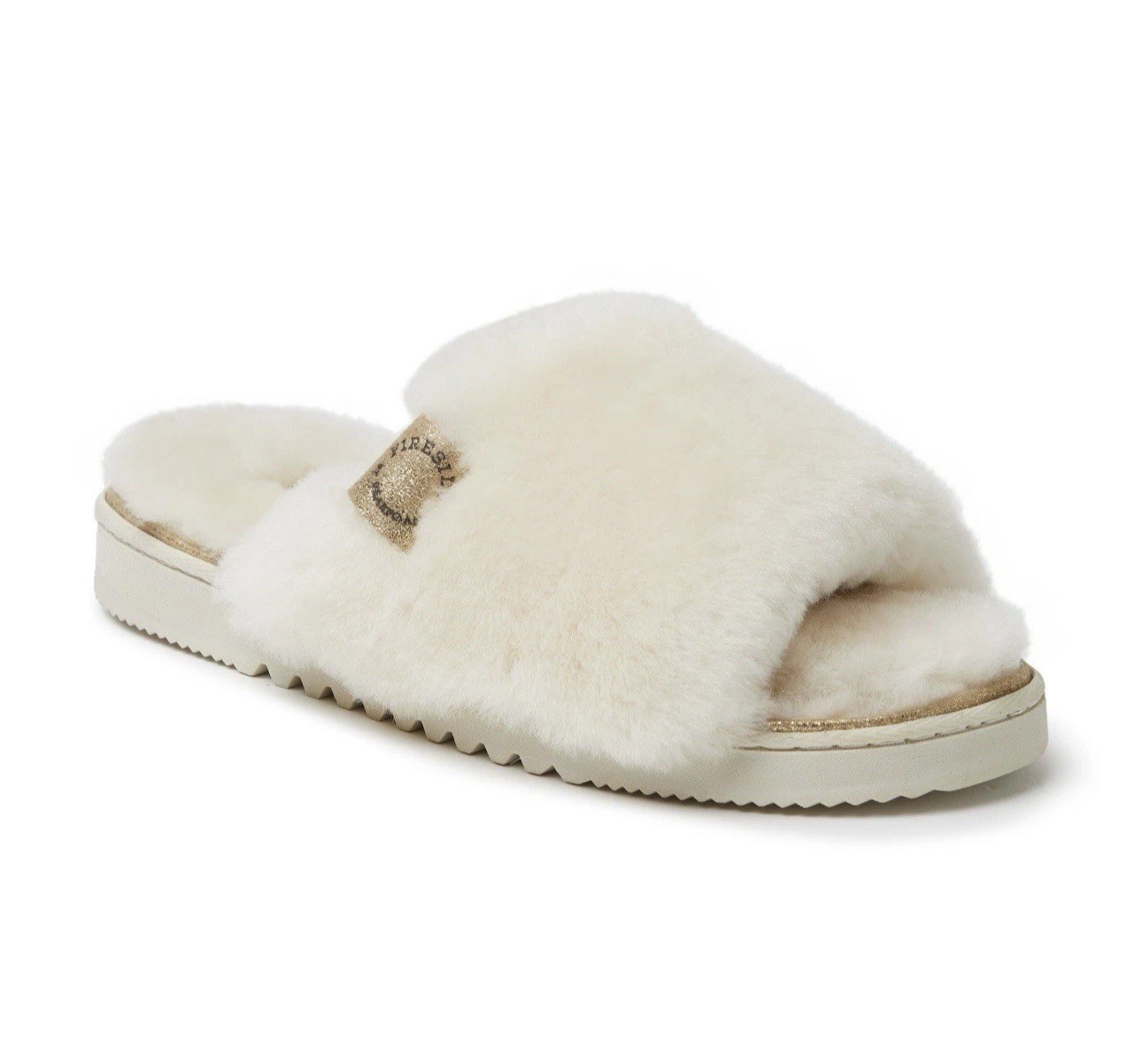Fireside by Dearfoams Genuine Shearling Natural Ivory Cream Slippers Size 11 US