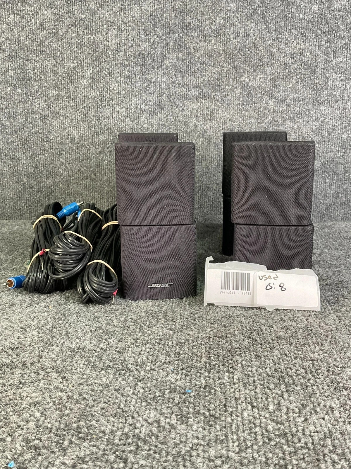 Bose Mini Portable Cube Speaker Pair Black Used w Cables