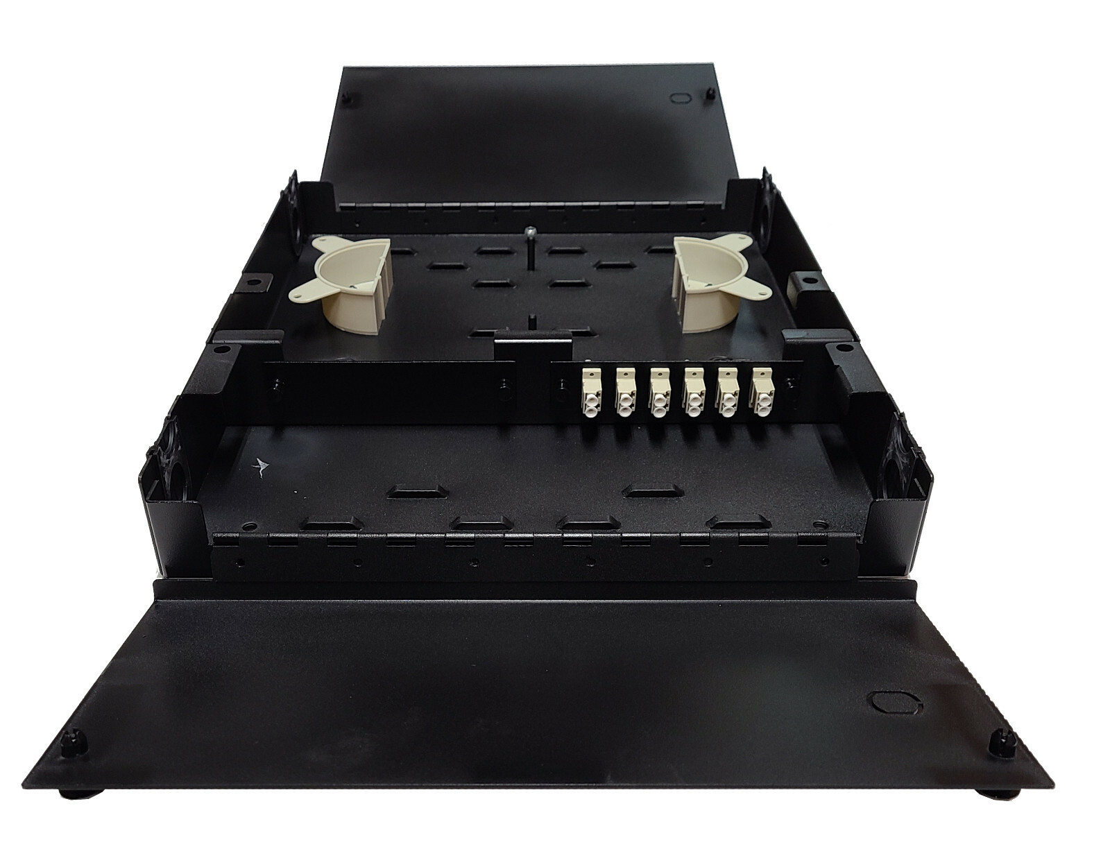 12 Fiber Dual Door Wall Mount w/6 LC Duplex Adapter PatchOnly 62.5/125 Multimode