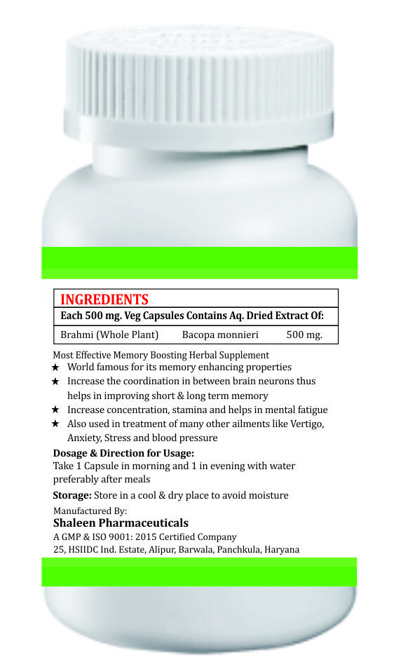Brahmi (Bacopa Monnieri) Capsules for Memory Enhancement & Cognitive Support