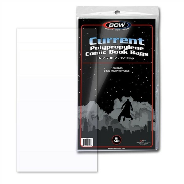 200 BCW Current Comic Book 2 Mil Acid Free Archival Poly Bags - 6 7/8 x 10 1/2