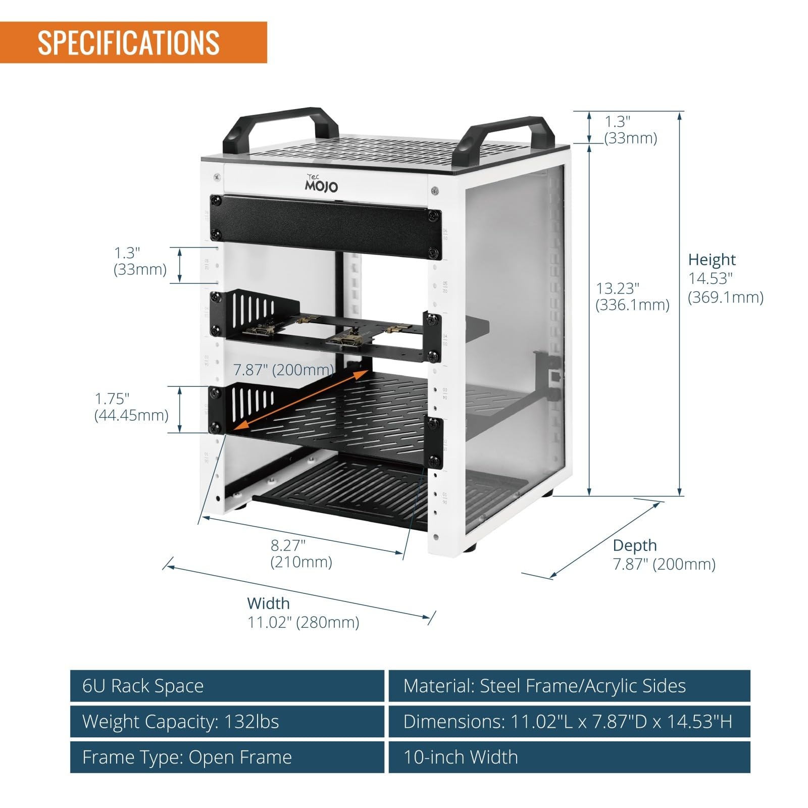 6U 10" Mini Network Rack 7.87" Deep Steel Server Rack With Panels Handles