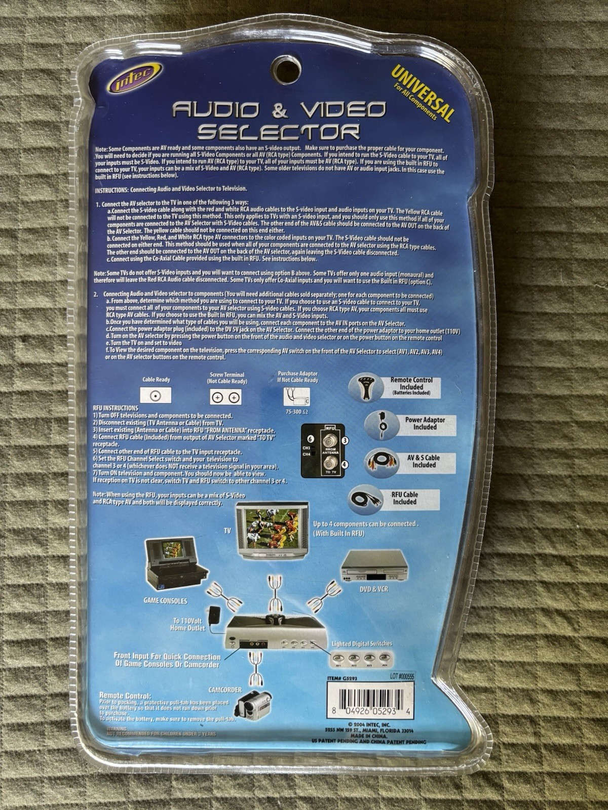 Intec Wireless Audio & Video Selector with Remote G5293 - 2003 Brand New