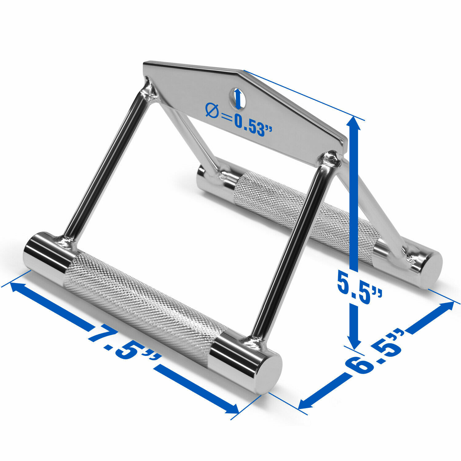 Heavy Duty Solid Steel Double D Metal Grip Seated Row Cable Attachment Handle