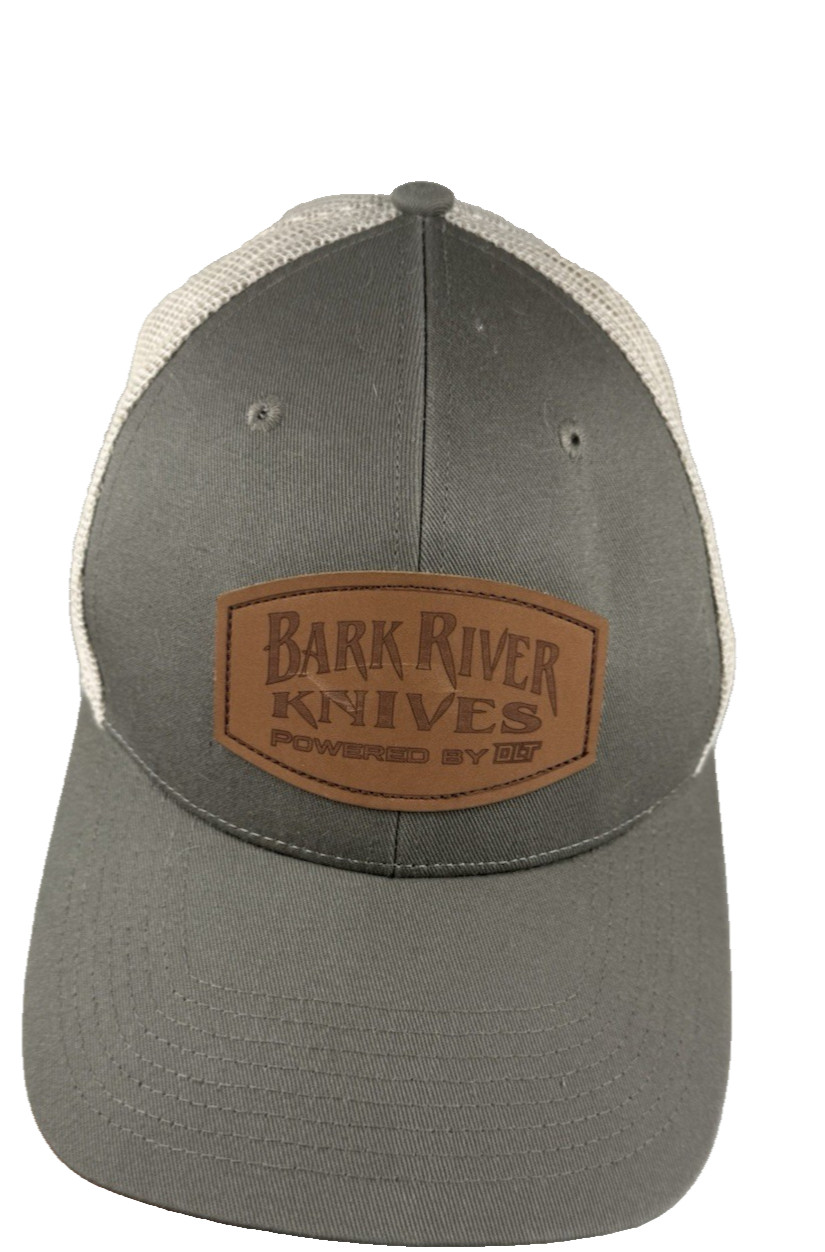 Bark River Knives Faux Leather Patch Gray Trucker Hat Cap Ivory Mesh SnapbackDLT
