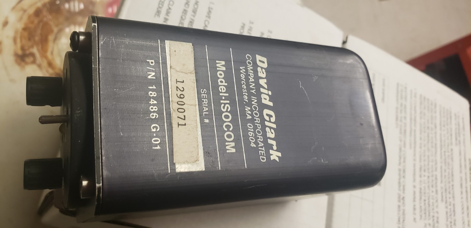 David Clark voice-activated intercom (Part Number 18486 G-01)