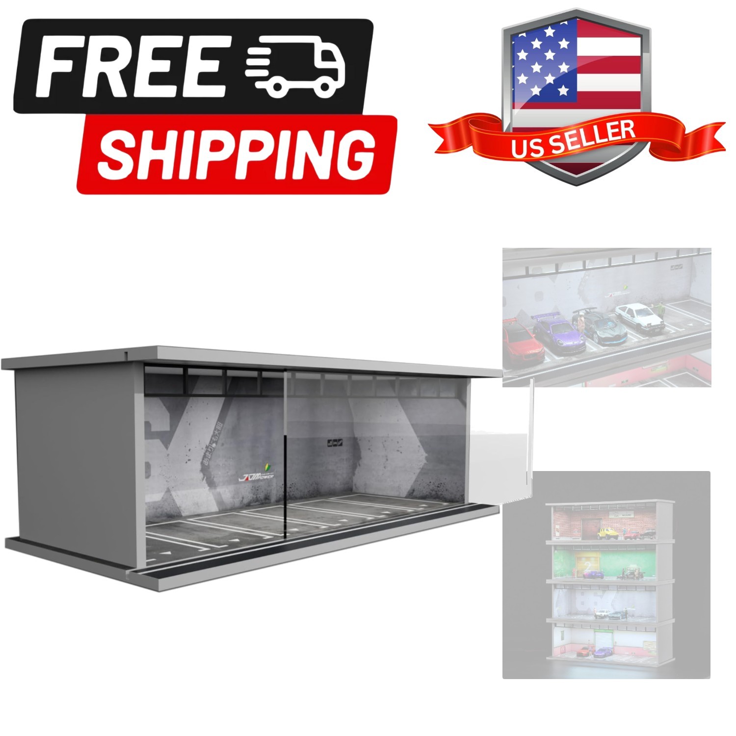 1/64 Diorama Display Case with LED Lights - Compatible with Hot Wheels Matchb...