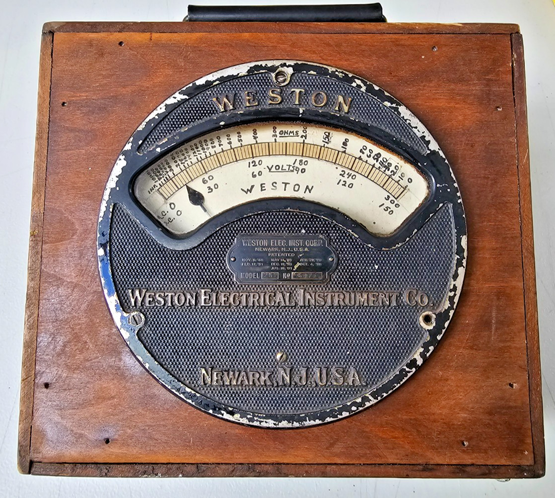 Antique 1901 Weston Model 252 Voltmeter Ohmmeter Wood Box Lab Meter Serial 5477