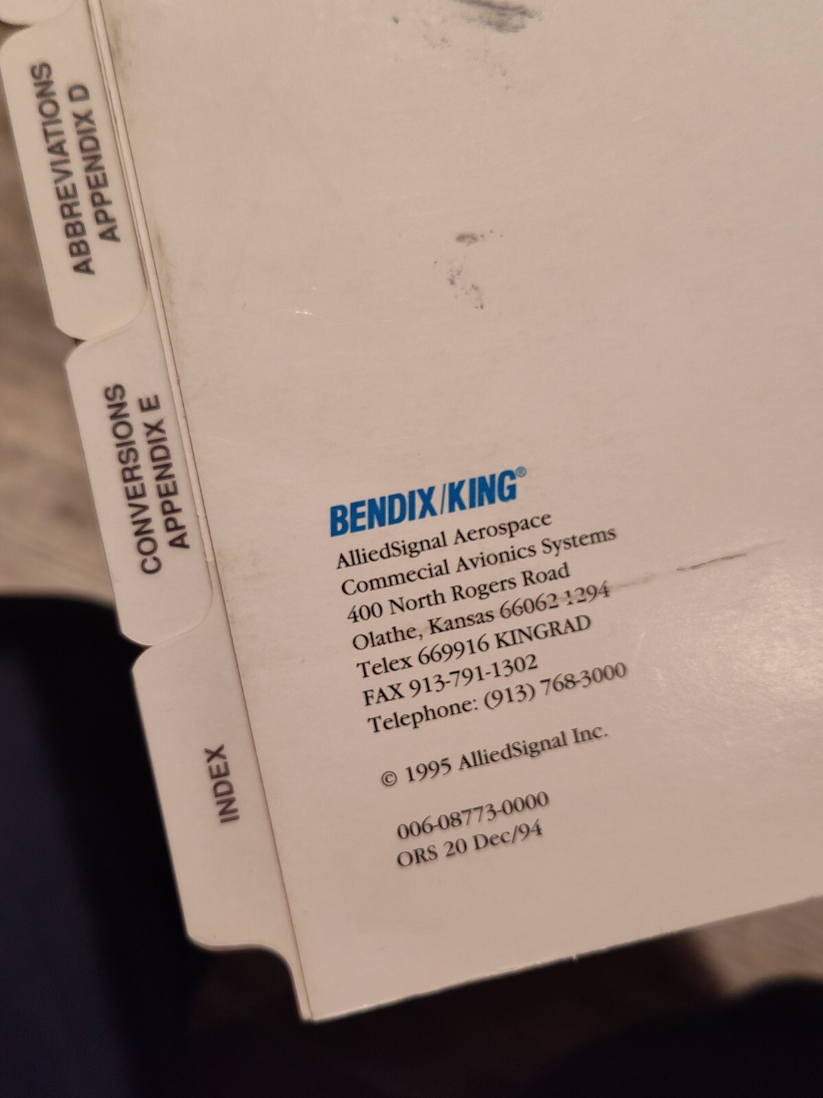 KLN 90B BENDIX KING GPS NAVIGATION SYSTEM Pilot Reference Manual 1995