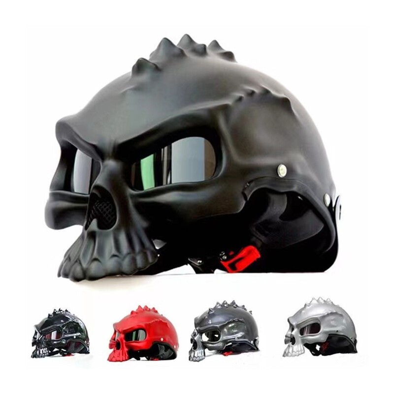 Skull Motorcycle Helmet Cosplay Skeleton Motorcycle Half Helmet with Sun Visor
