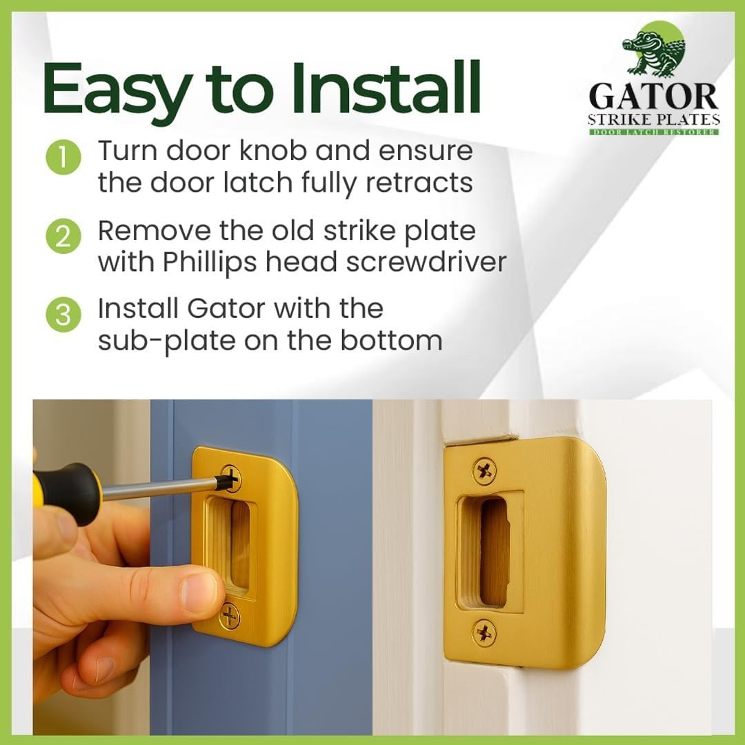 Gator Door Strike Plate – Universal Latch Restorer 4-Pack