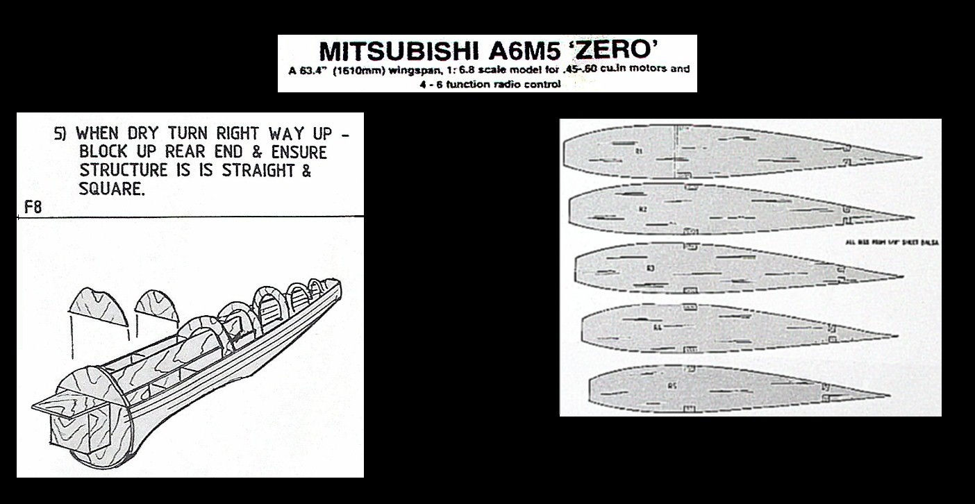RC Printed plans and patterns MITSUBISHI A6M5 ZERO Wingspan 64"