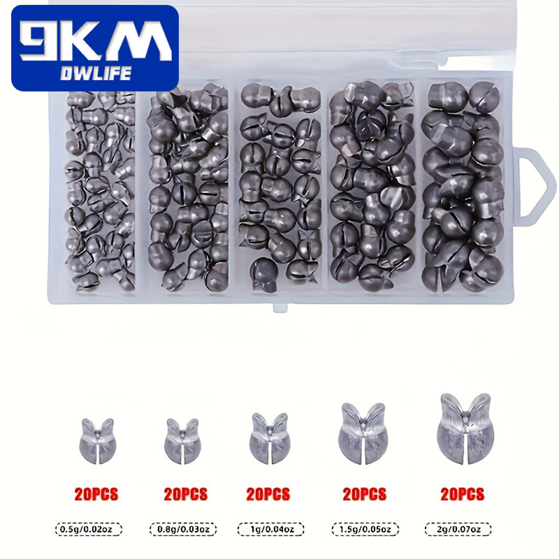 9KM 100Pcs Fishing Split Shot Sinker Weight 0.5g~5g Fishing Sinkers Lead Sinkers