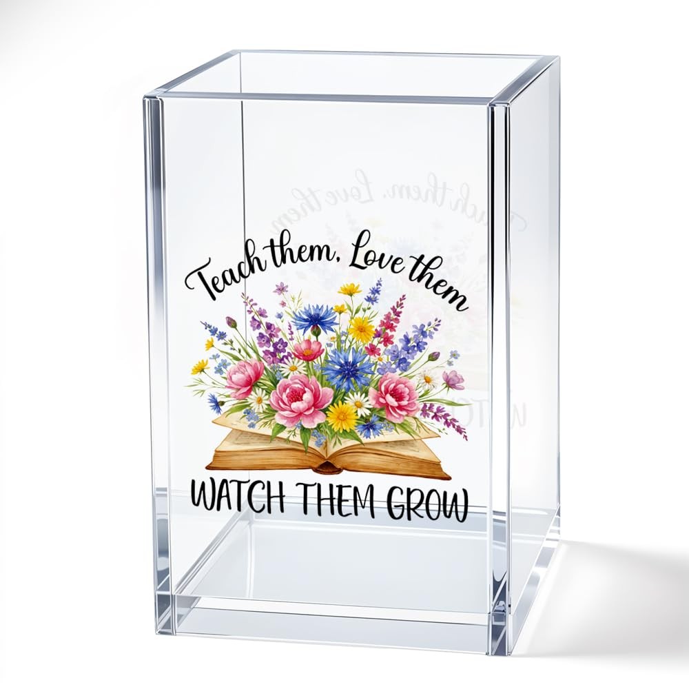 JQYCJTR Teach Them Love Watch Grow 2.5x2.5x4 in, Transparent011