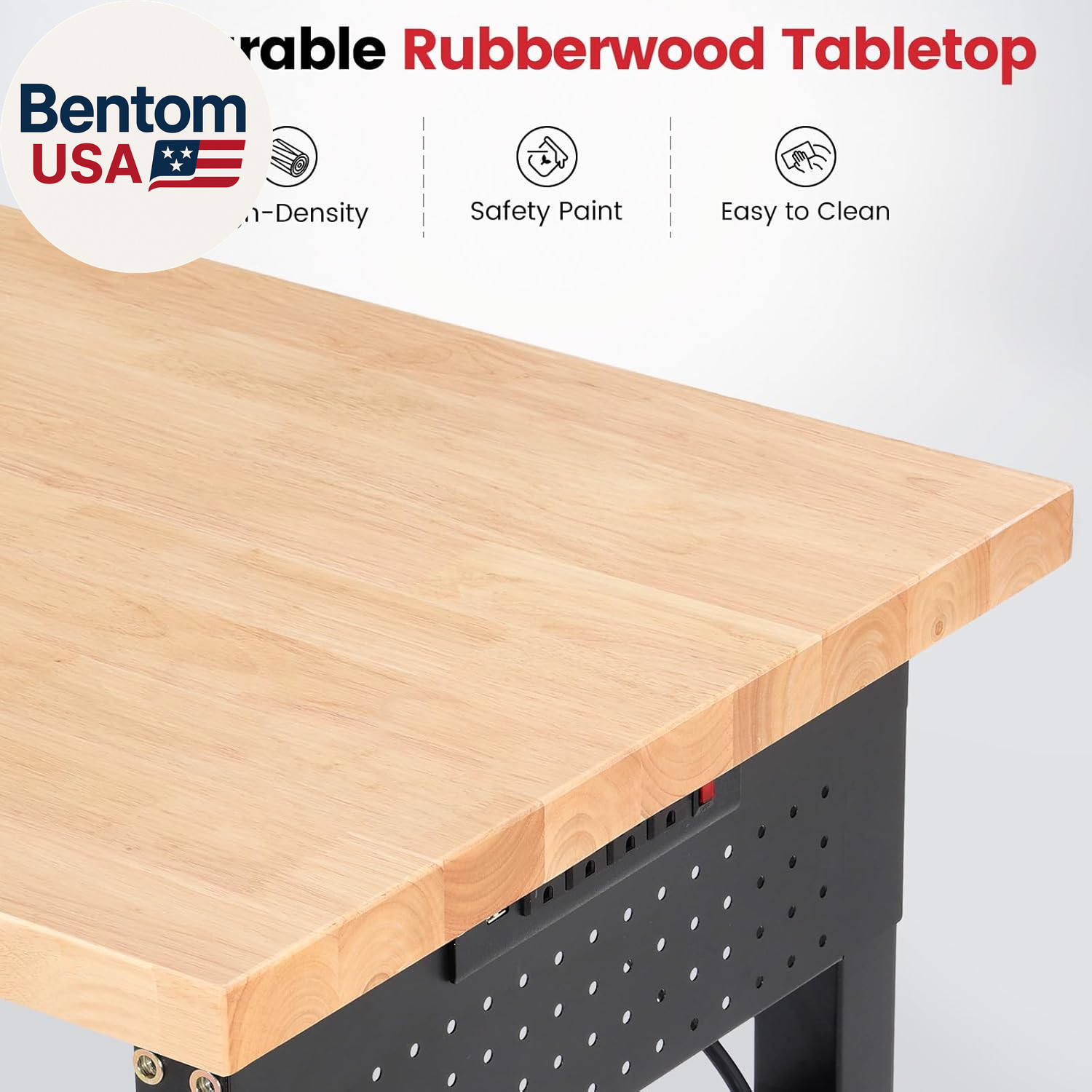Workbench 72 X 24 Inch Heavy Duty Adjustable Height Work Table with Power Outlet