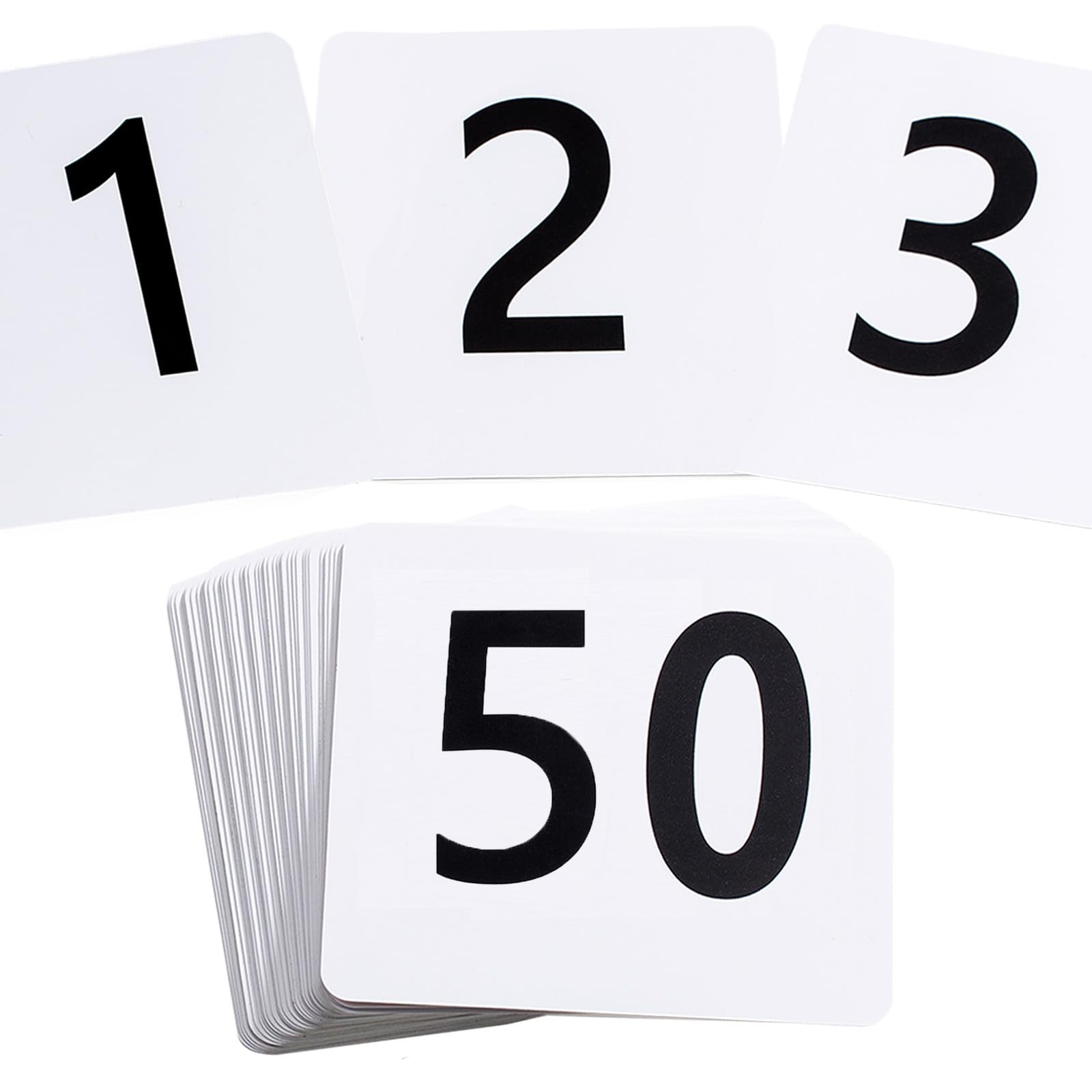 Toncoo 50Pcs Table Numbers 1-50, 3.7x4 Inch Plastic Table Numbers, Double Sid...