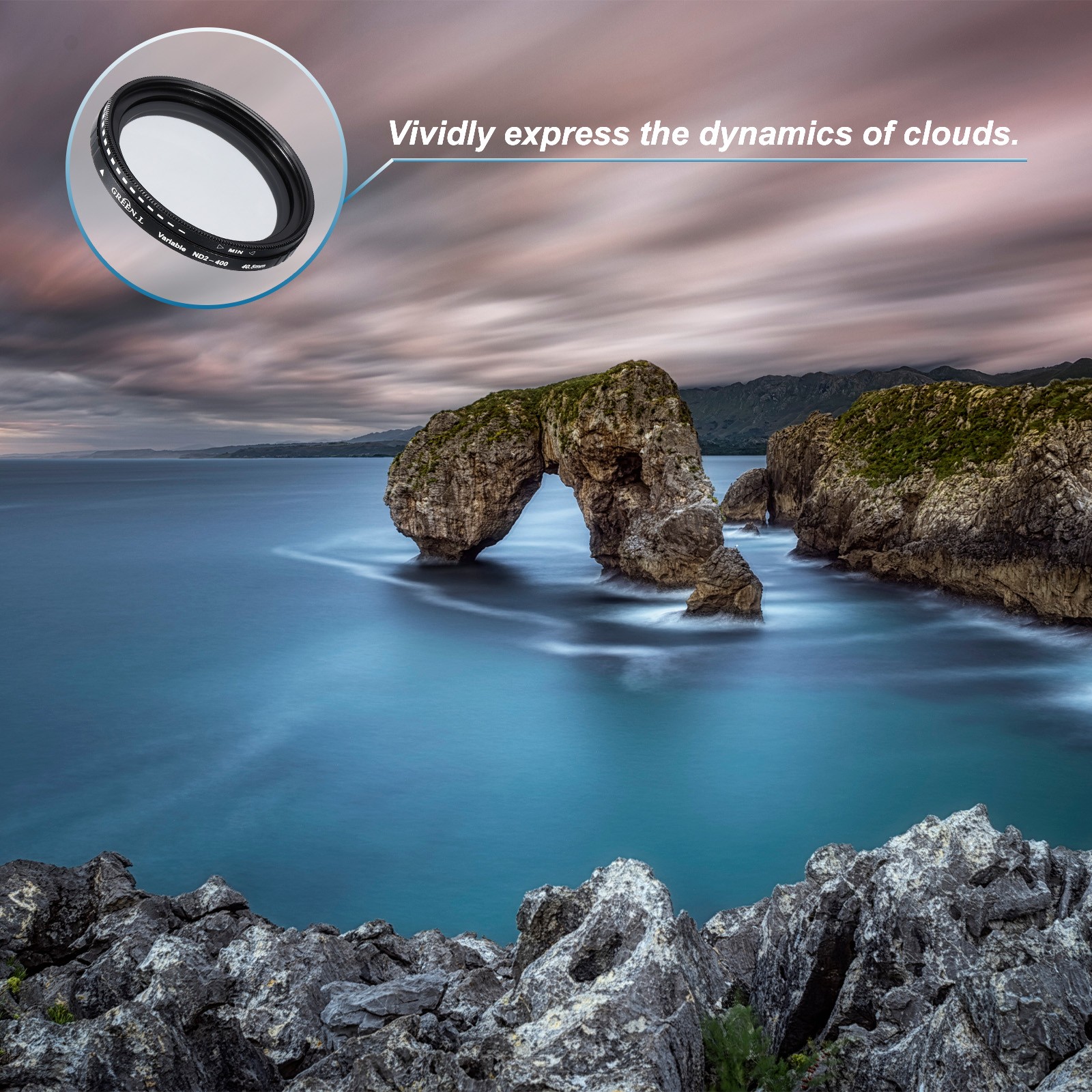 ND2-400 Lens Filter Variable Neutral Density Lens Filter 40.5mm 2 Pcs