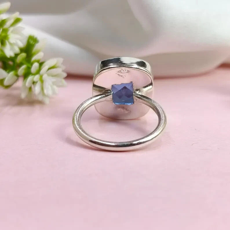 Blue Tanzanite 925 Sterling Silver Band& Statement Ring Handmade Ring All Size